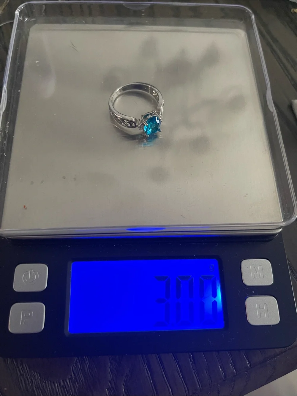 925 sterling silver oval blue cubic zirconia ring size 7.75